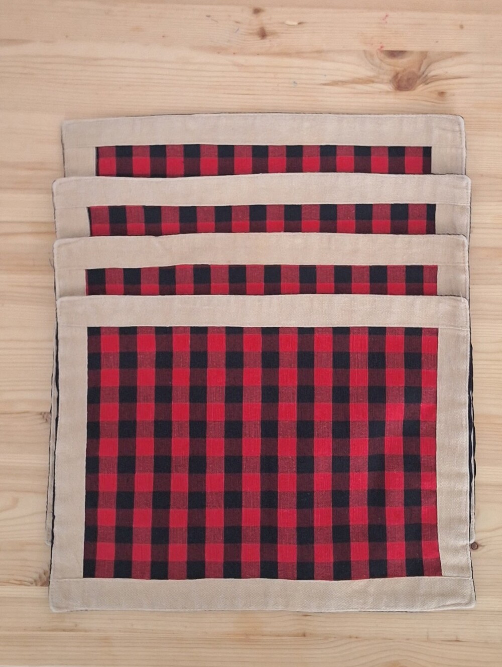 Red and Black Buffalo Check Pattern Placemats❤️🖤-Set of 4